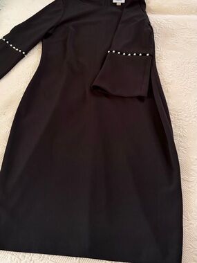 Calvin Klien Black Pearl-Trim Shift Dress